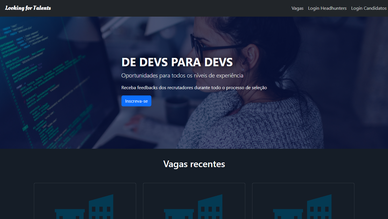 Captura de Tela do projeto Looking for Talents